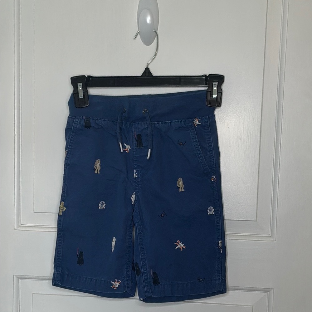 Blue Embroidered Shorts
